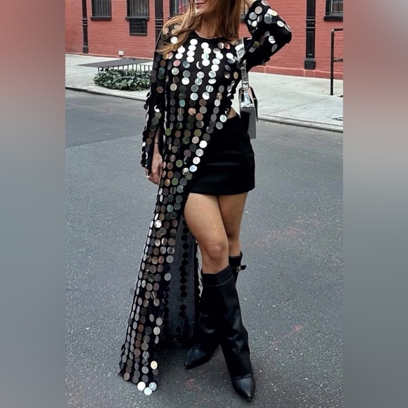 Nasty Gal Tops - Black Sequin Long Sleeve Top